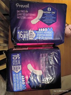 Prevail 16 count long moderate absorbency daily pads