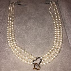 Authentic Pearls And White Gold Necklace 