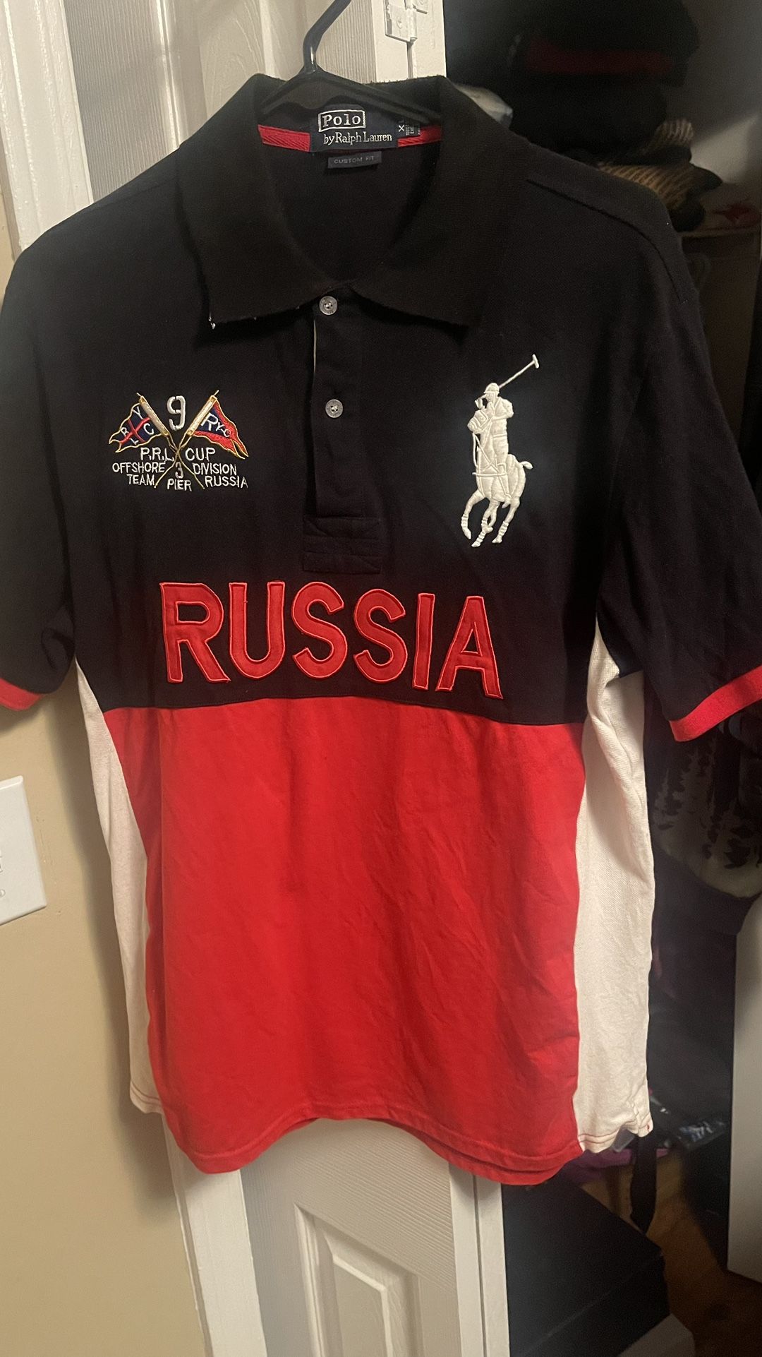 Russia Black And Red Vintage Polo Shirt