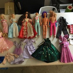 Four -Vintage Barbie Dolls -1968 Ken, 3-1966 Barbies And Clothes    Plus Other Dolls And Clothes 