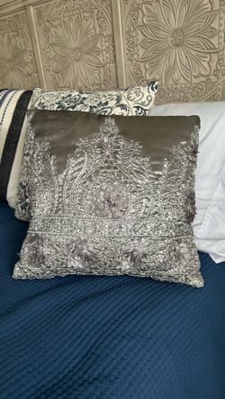 17” x 17” shiny silver deco pillow