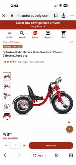 Schinn kids unisex tricycle!! Ages 2-4 years