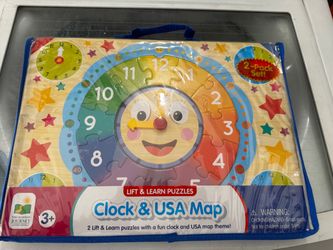 Learning Journey Lift & Learn Clock & USA Map Puzzles