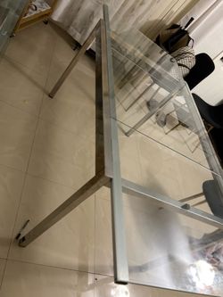 Glass Top Dining Table with Metal Frame