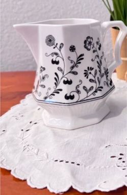 White and Black Floral Creamer