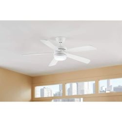 Hampton Bay Averly 52" Ceiling Fan Matte White LED Remote AK18B-MWH - New