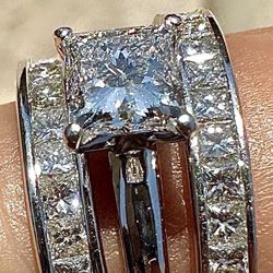 Robbins Brothers Princess Cut Diamond Bridal Set – 14K White Gold (Size 5)