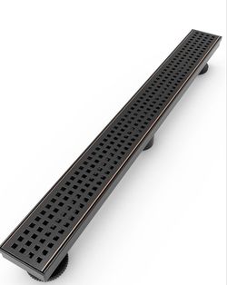 (Brand New in Box)  WEBANG 24 Inch Linear Shower Drain Rectangular Floor Drain with Accessories Square Hole Pattern Cover Grate Removable SUS304 Stain