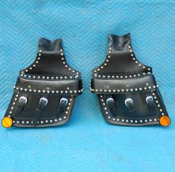 Vintage Throw Over Motorcycle Studded Leather Saddlebags Saddle Bags Harley Davidson Indian Honda Yamaha Suzuki Kawasaki Bobber Chopper Cruiser 006