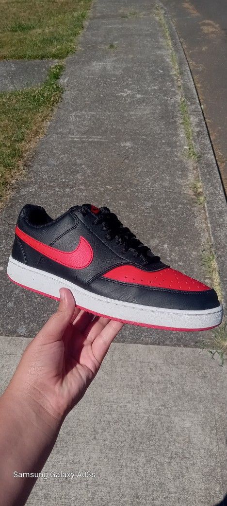 Nike Court Vision Lows. Red Black Colorway