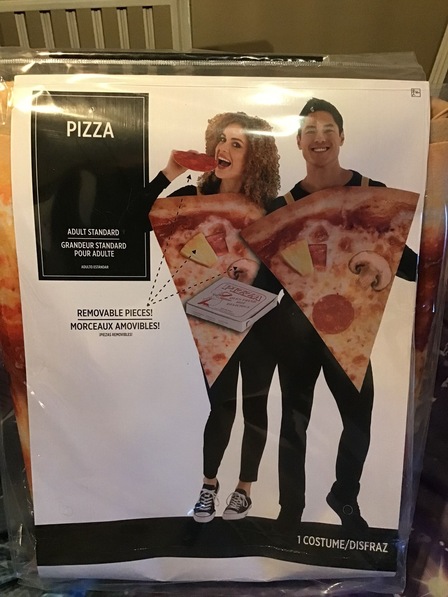 Pizza Costume Adult Standard 1 Costume With Removable Pieces -NEW