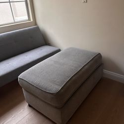 Large Grey Fabric Ottoman, 24”D x 45”Lx18”H , pick up In Temple city, delivery is available for small fees in 10 miles