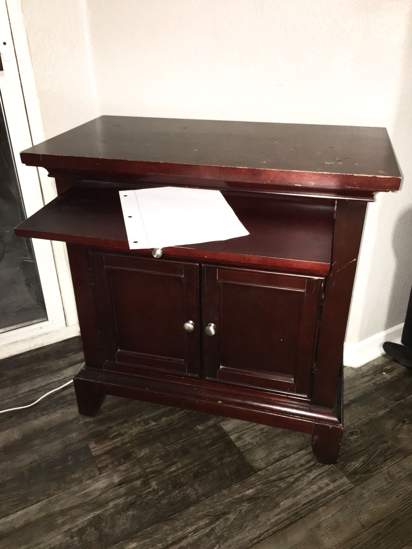 Small, Compact Secretary Desk Made Out Of Real Wood - Beautiful Cherrywood Color - Priced To Sell! - $30