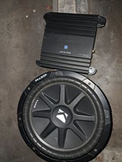 Alpine amp mono 500 watts and kiker  subwoofers  12 inch