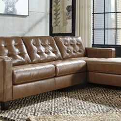Baskove Auburn Leather RAF Sectional

