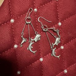 Vintage silver dolphin earring