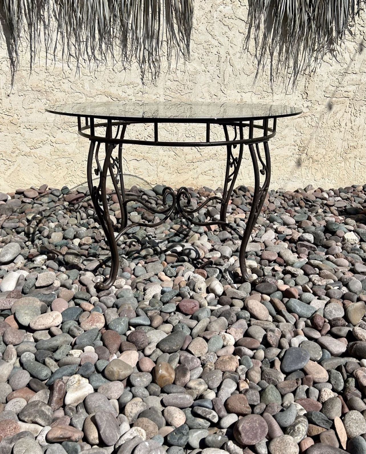 Decorative Metal Table With Glass Top Dinner Table 