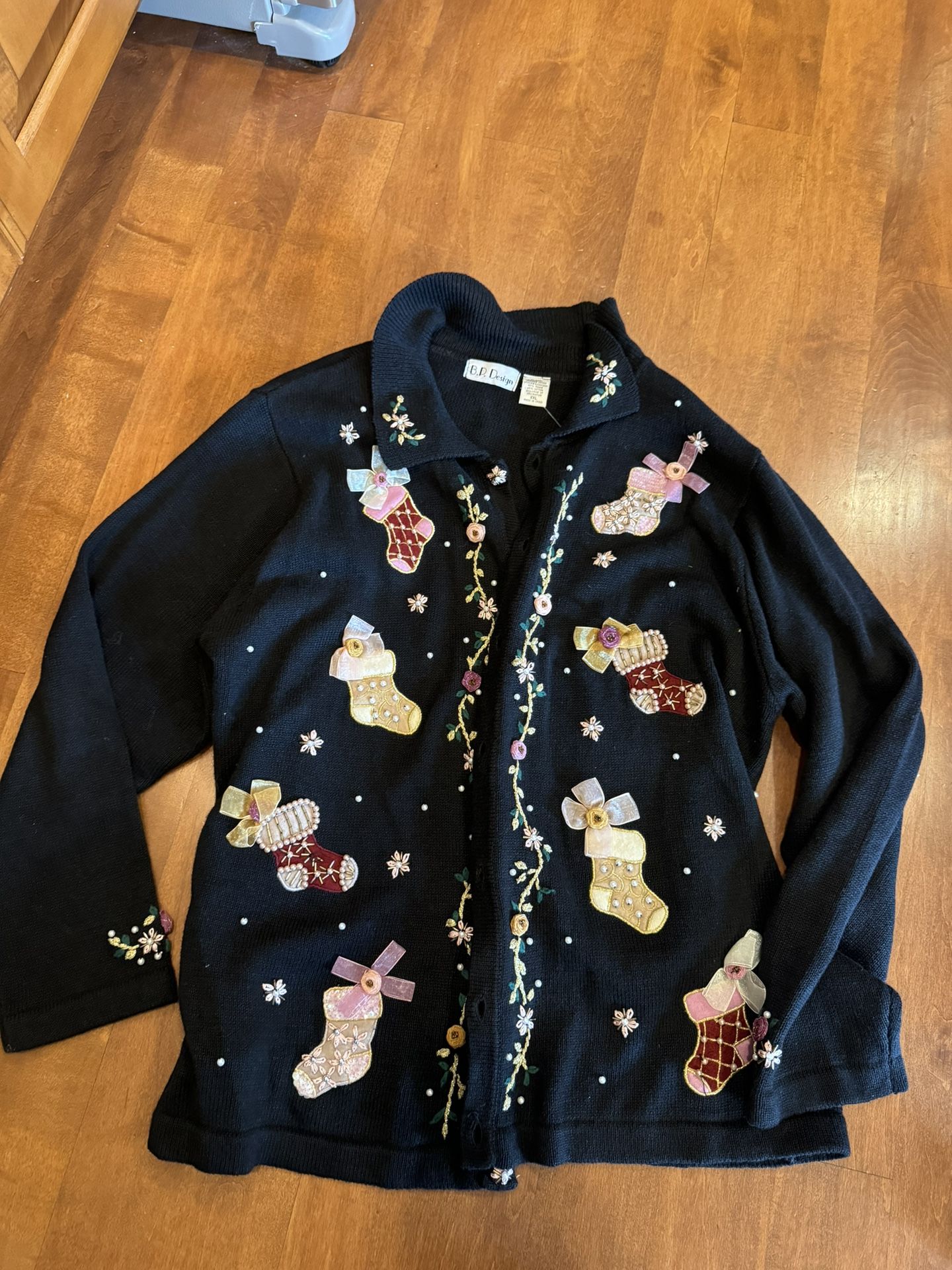 Woman’s Vintage BP Design Ugly Christmas Cardigan Shipping Available
