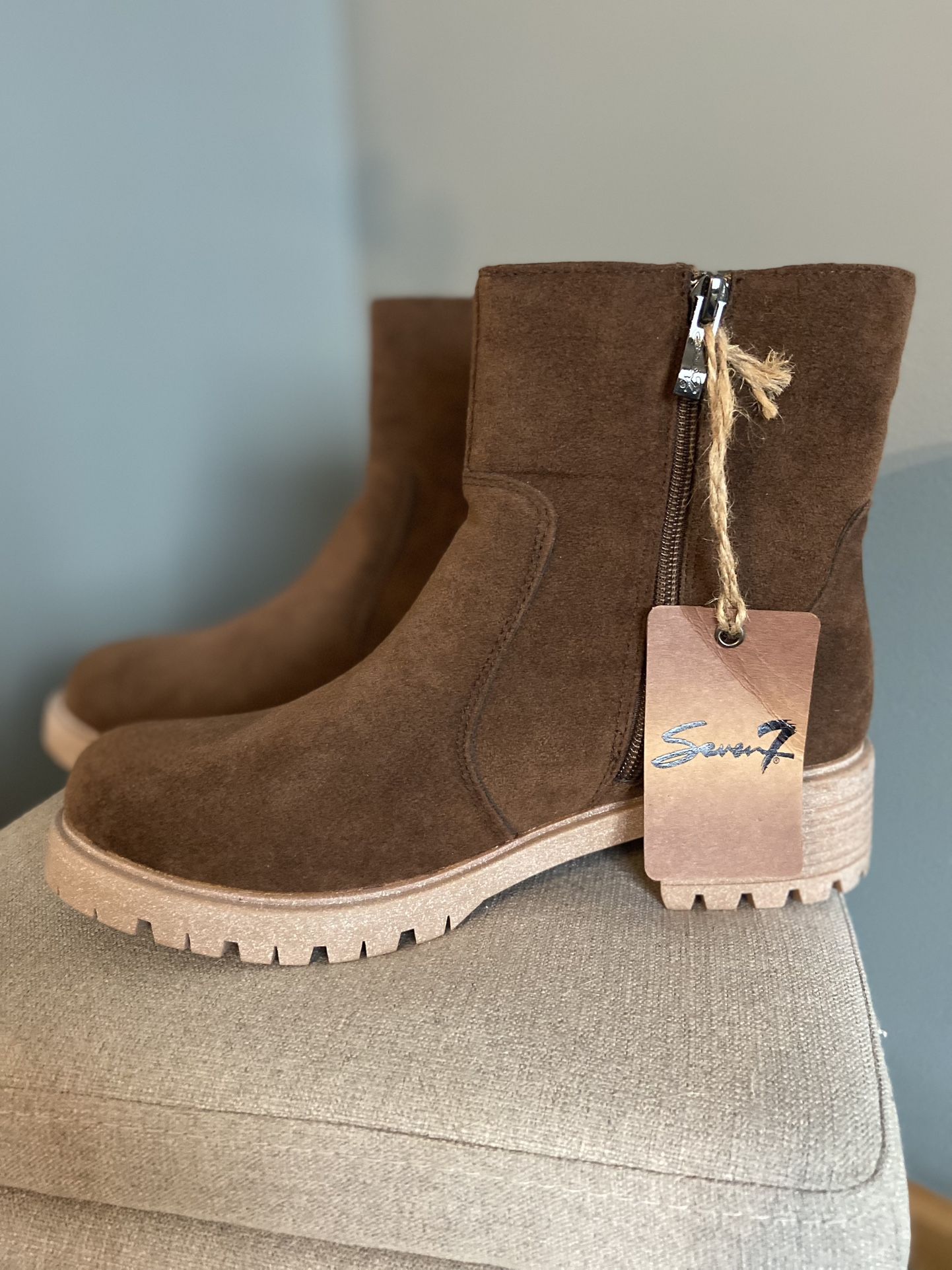 Womens Brown Slip On Boots-New With Tag-Size 8