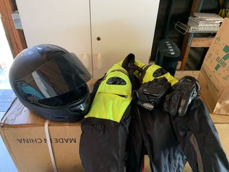 Motorcycle helmet gloves jacket