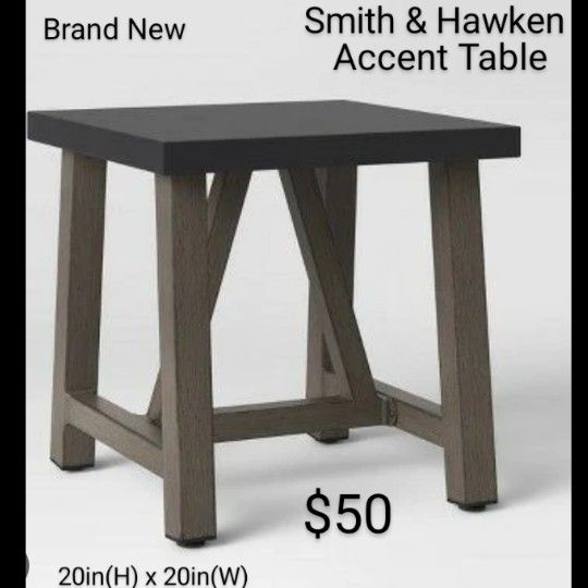Brand New Smith &Hawken Accent Table Aluminum Coated Steel Frame