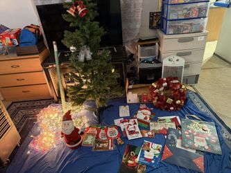 CHRISTMAS TREE, LIGHTS, SANTA AND DECORATIONS, ETC. (READ FULL DESCRIPTION BELOW👇)