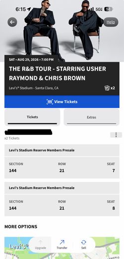 USHER RAYMOND & CHRIS BROWN TICKETS