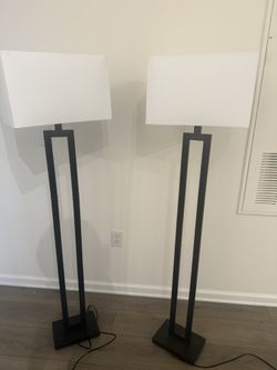 💡 Pair of Modern Floor Lamps – 58” Tall (16” Wide Shades)