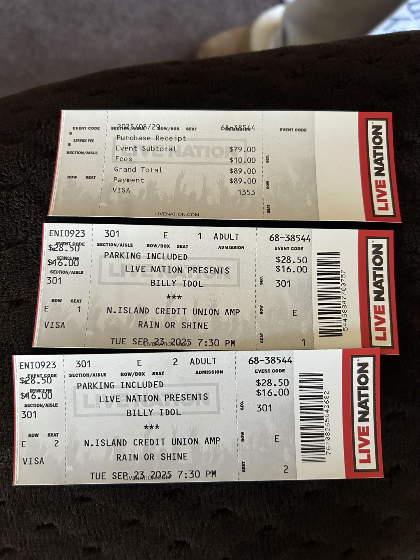 2 Tickets To Billy Idol Tonight 