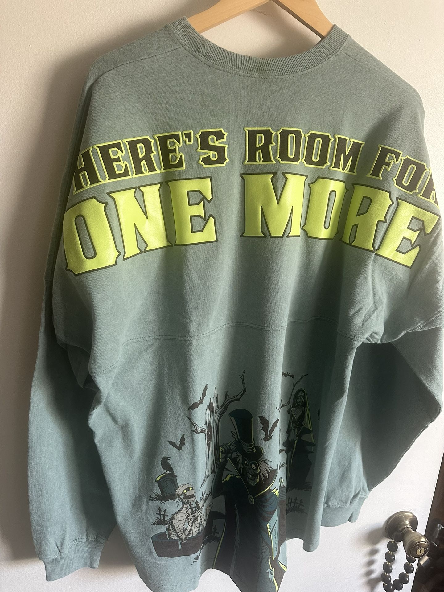 Cool Disney Haunted Mansion Hatbox Ghost Light Green Spirit Jersey
