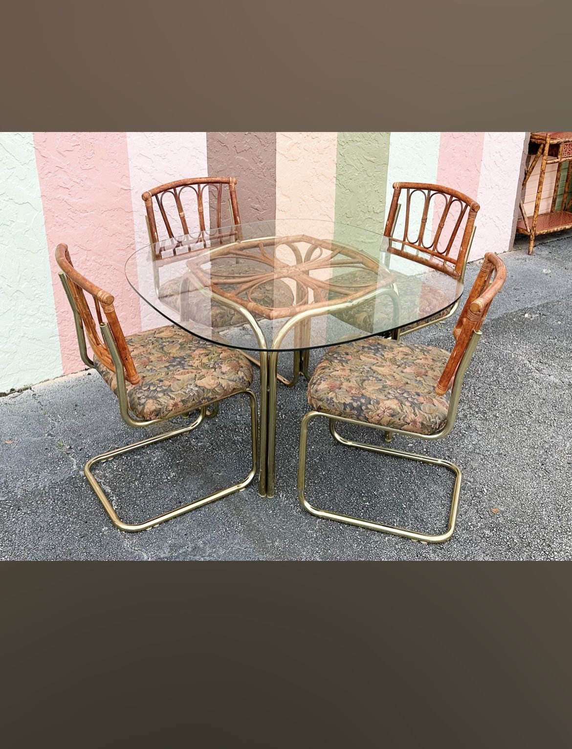 Gorgeous MCM CANTILEVER RATTAN DINING SET