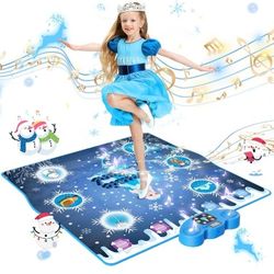 Dance Mat, Ice and Snow 6-Button Princess Dance Mat for Kids Ages 4-8, Bluetooth Music Control, 13 Built-in Music, 6 Game Modes Kids Dance Mat, Christ