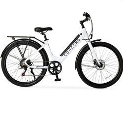 Concord 27.5" Step-Thru Electric Commuter Bike, 36V, Class 2, Aluminum, Weighs 49 Pounds, White, Fits Riders 5'1" - 6'1", Adult, Unisex