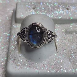Natural Labradorite Ring Jewelry 925 Sterling Silver Size 9