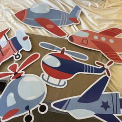 Airplane Theme Party Decoration Cardstock Cutout/ Airplane Party Plates, Tablecloths, Centerpieces/airplane Cloud Decoration 