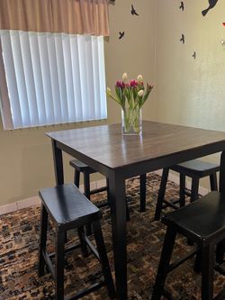 3 Feet Square Tall Table With 4 Stools