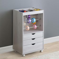 3-drawer Storage Cabinet with Caters White Oak 