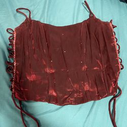 Burgundy Two-Piece Corset Dress Set (Maxi Skirt) – Size [XL]