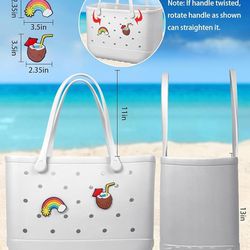 Beach Bag Rubber Tote Bag - Waterproof Travel Bag for Women Washable Tote Bag Handbag for Sports Beach Market Pool

