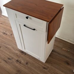 Balconera Tilt Out Trash Can Cabinet With Storage Cabinet & Drop Leaf