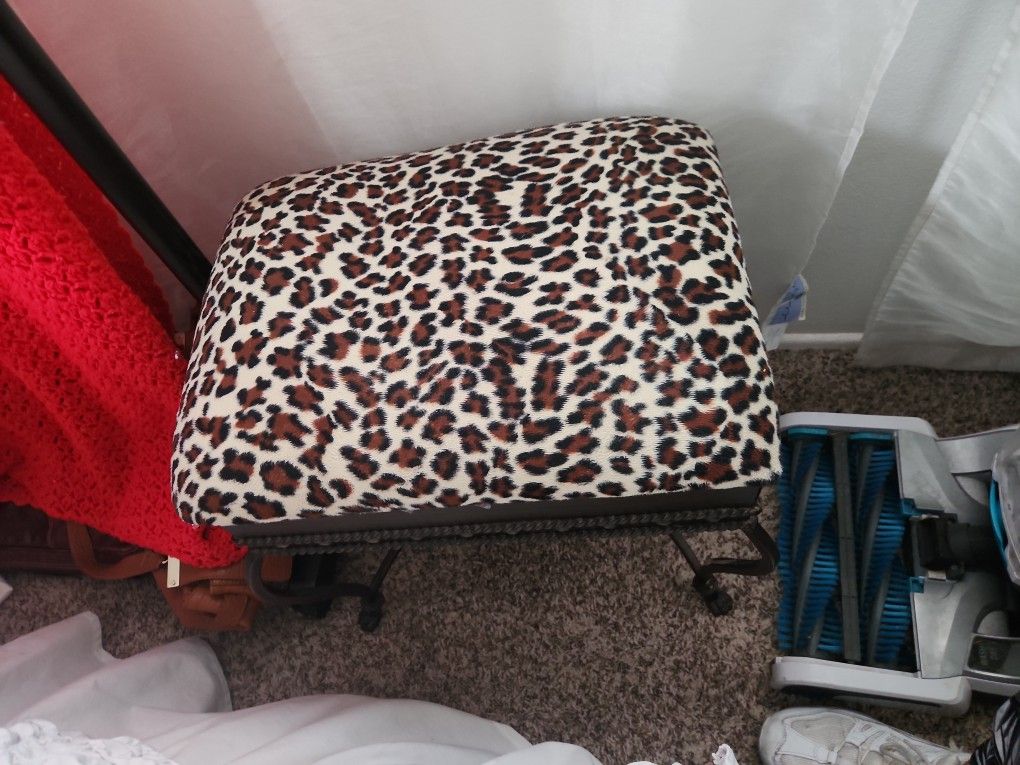 Leopard Print Foot Stool