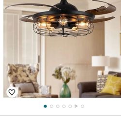 48" RETRACTABLE BLADES CEILING FAN