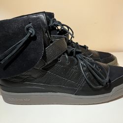 Adidas Forum Hi Moc Shoes Sz M12 Black Clay Suede
