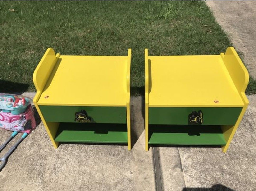 Kids end tables, John Deere tractor