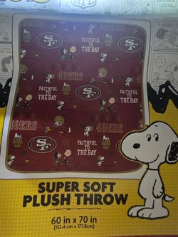 SF 49ers Peanuts Snoopy Plush Throw Blanket