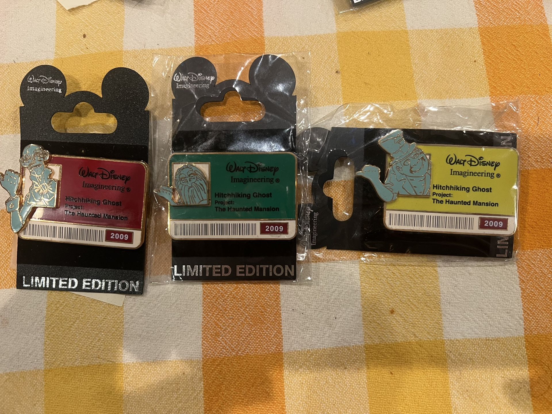 Haunted Mansion Hitchhiking Ghost Disney/ WDI ID Badge Pin LE Set Of Three