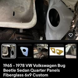 1(contact info removed) VW Volkswagen Bug Beetle Sedan Quarter Panels Fiberglass 6x9 Custom