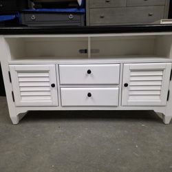 Modern White / Black Top TV Stand Media Cabinet