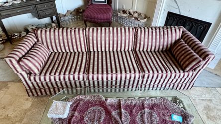 Three-Seat Striped Upholstered Sofa