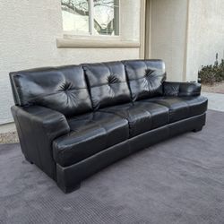 Chateau d'Ax Black Full-Grain Italian Leather Sofa - Delivery Available